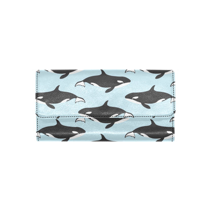 Killer Whale Pattern Print Design 01 Women's Trifold Wallet