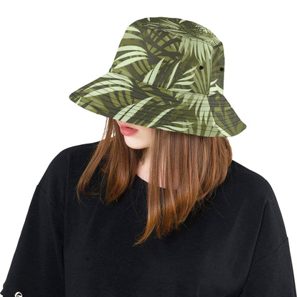 Palm Leaves Pattern Print Design PL05 Unisex Bucket Hat