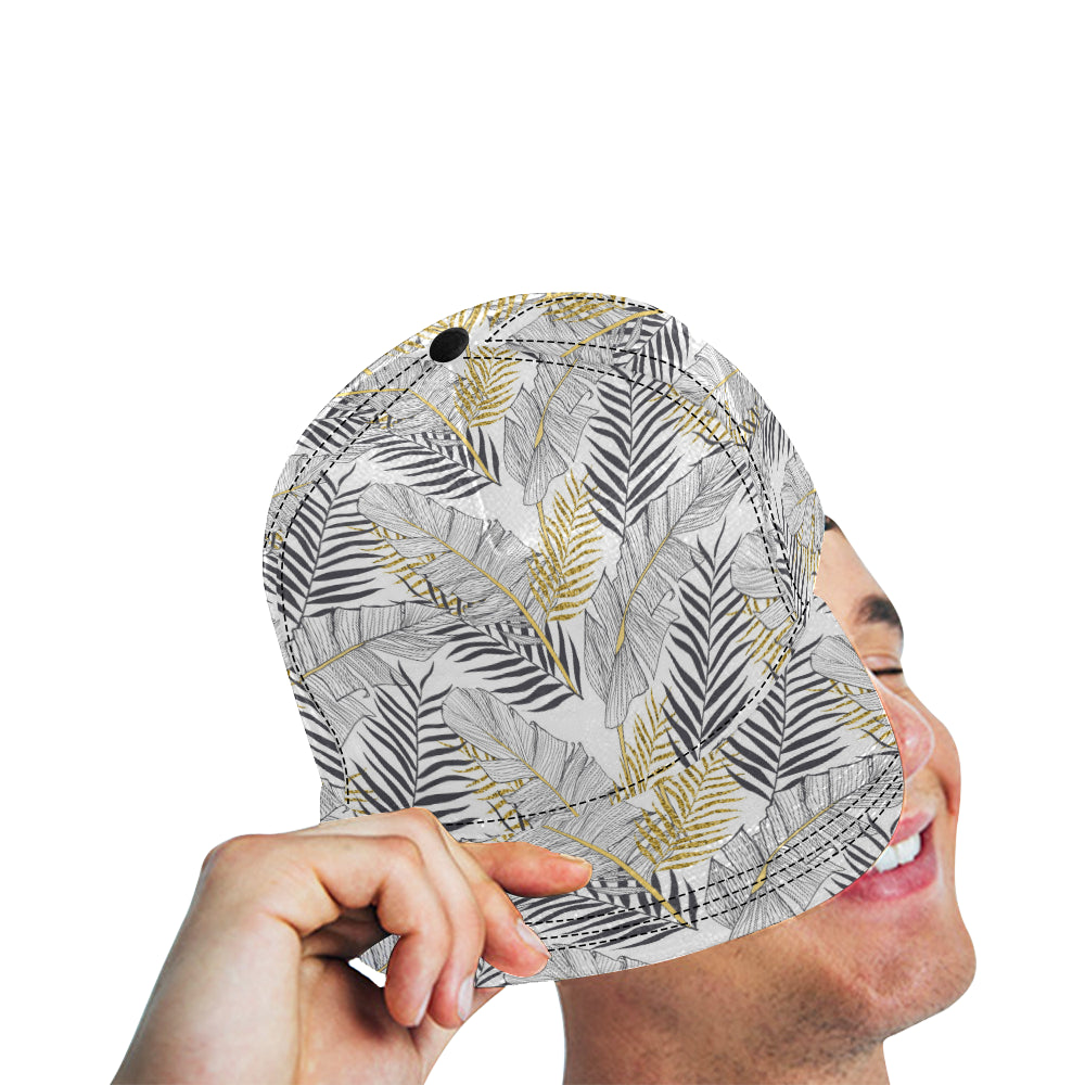 Gold Glitter Tropical Palm Leaves Snapback Cap