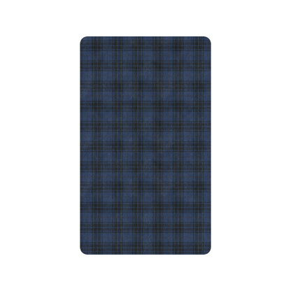 Navy Blue Tartan Plaid Pattern Rubber Doormat
