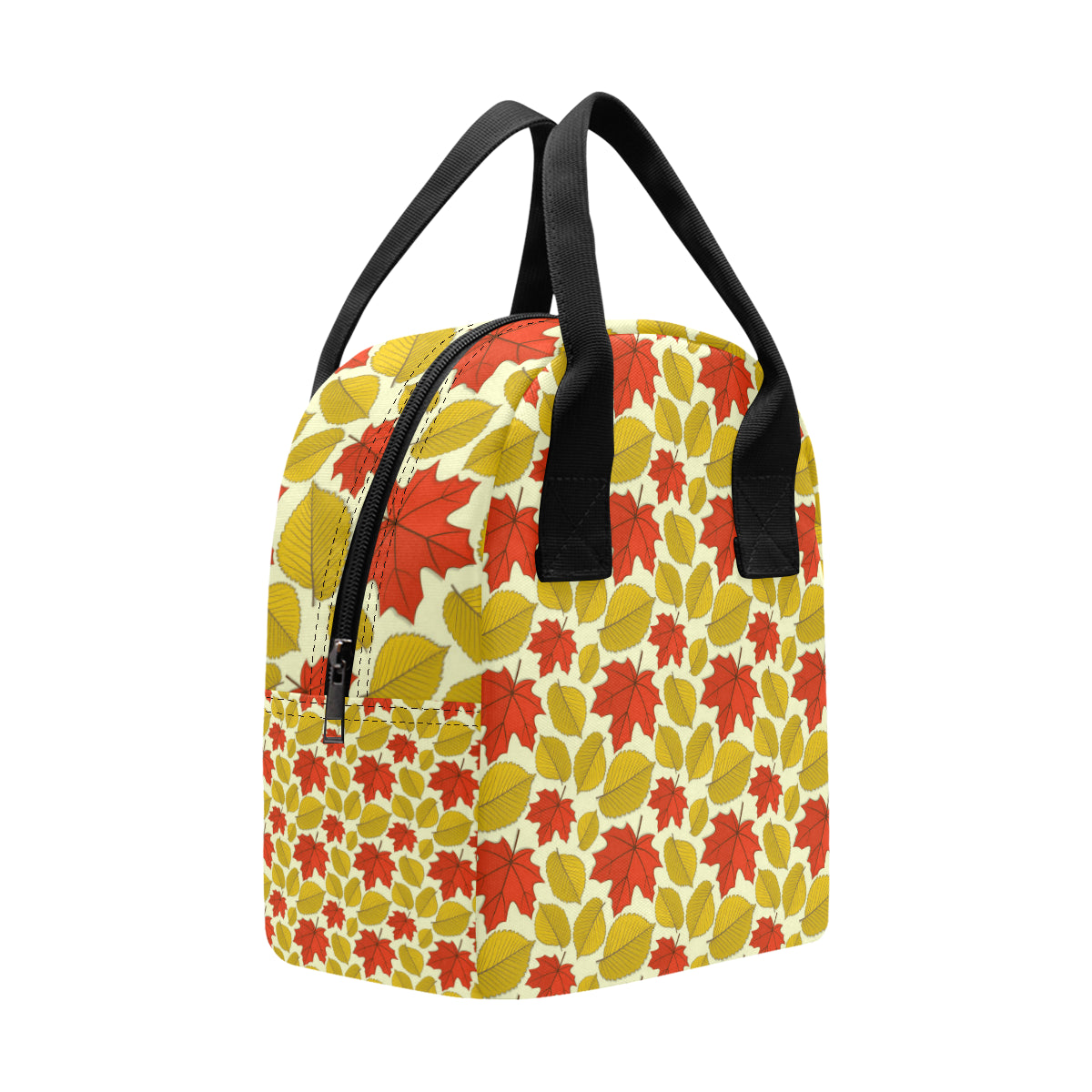 Elm Maple Leave Print Pattern Insulated Lunch Bag