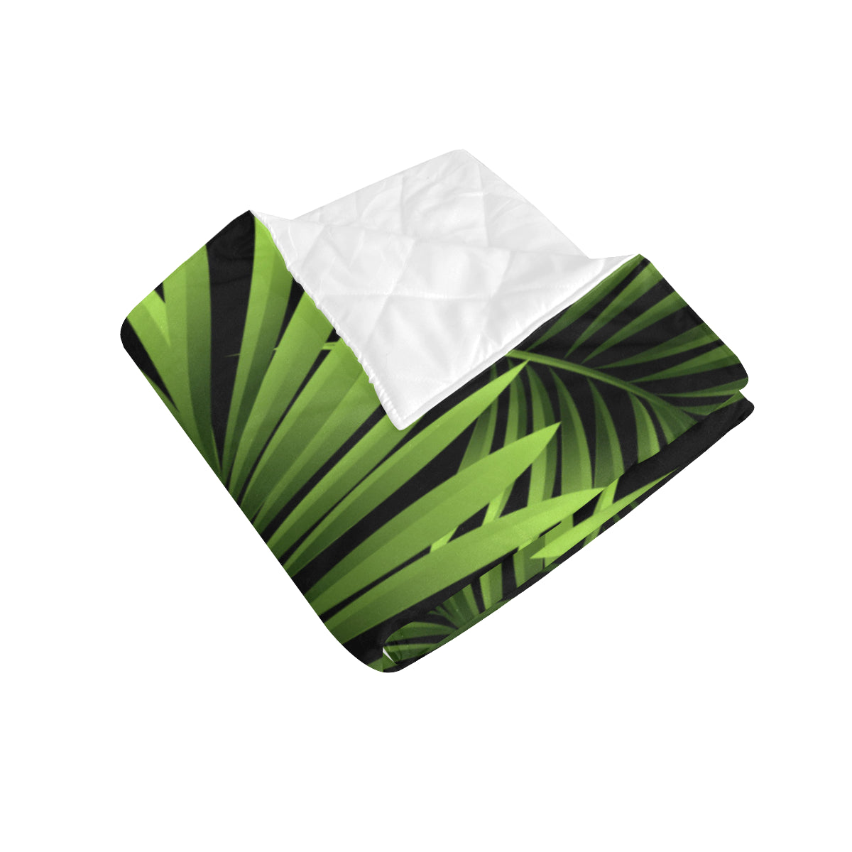 Green Neon Tropical Palm Leaves Premium Quilt