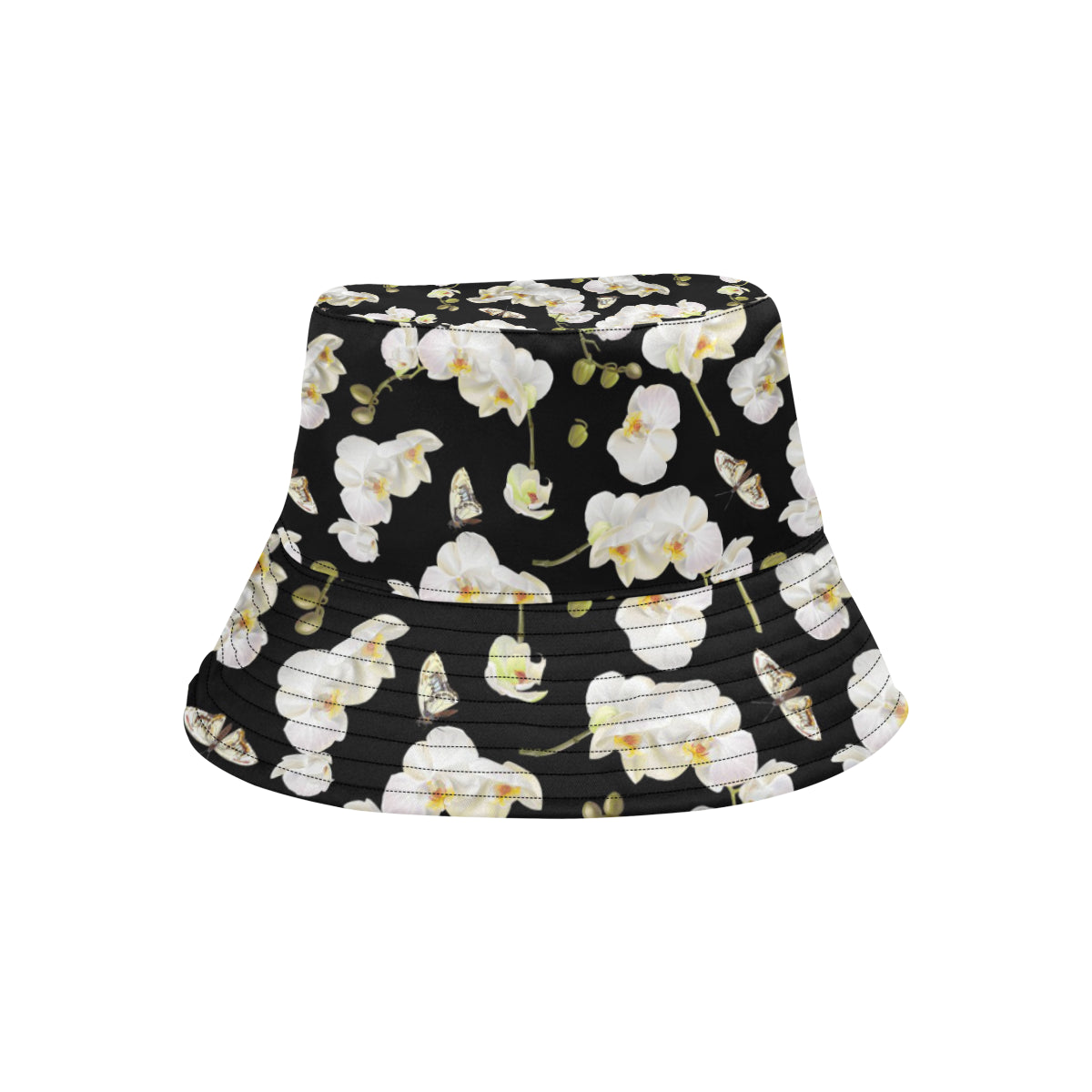 Orchid White Pattern Print Design OR011 Unisex Bucket Hat