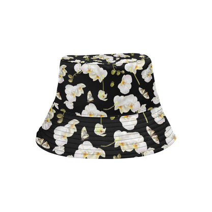 Orchid White Pattern Print Design OR011 Unisex Bucket Hat