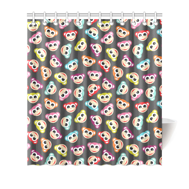 Monkey Head Design Themed Print Shower Curtain