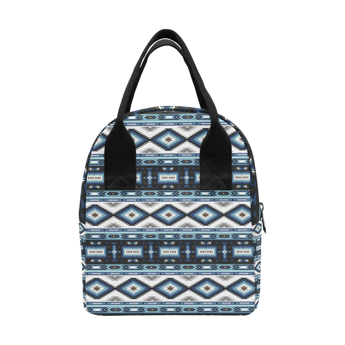 Navajo Dark Blue Print Pattern Insulated Lunch Bag