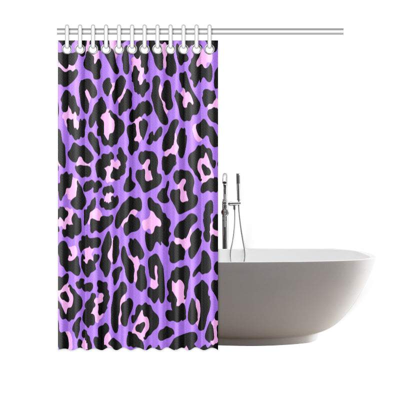 Cheetah Purple Neon Print Pattern Shower Curtain