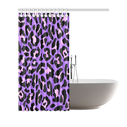 Cheetah Purple Neon Print Pattern Shower Curtain