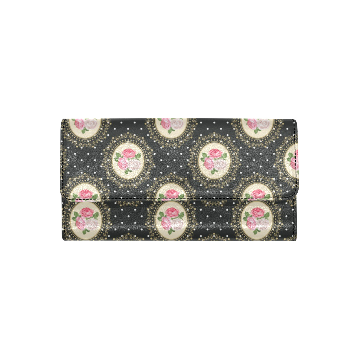 Rose Pattern Print Design RO015 Women's Trifold Wallet