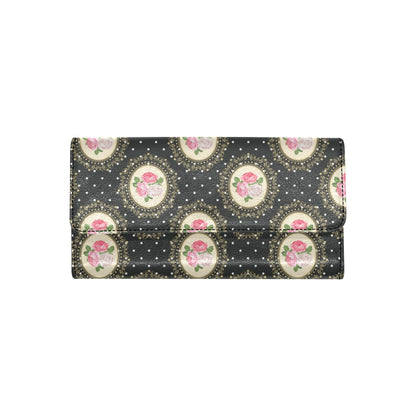 Rose Pattern Print Design RO015 Women's Trifold Wallet