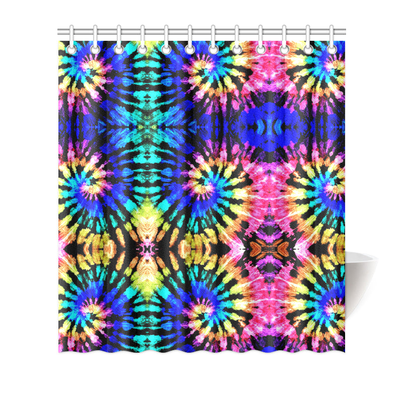 Tie Dye Rainbow Design Print Shower Curtain