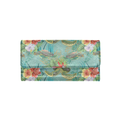 Sea Turtle Pattern Print Design T012 Women's Trifold Wallet
