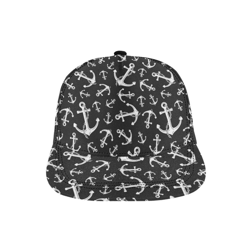 Anchor Black White Snapback Cap