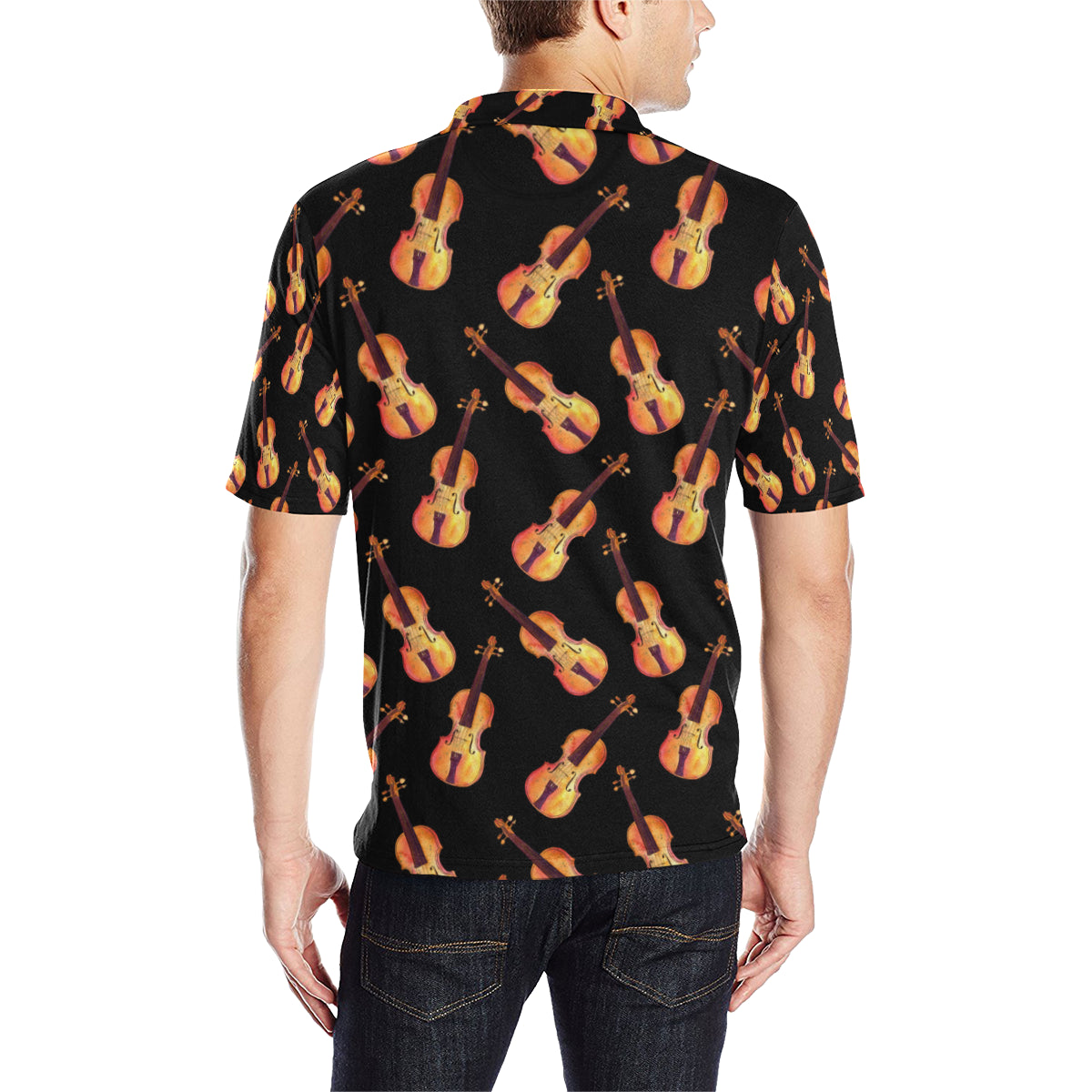Violin Pattern Print Design 04 Men Polo Shirt