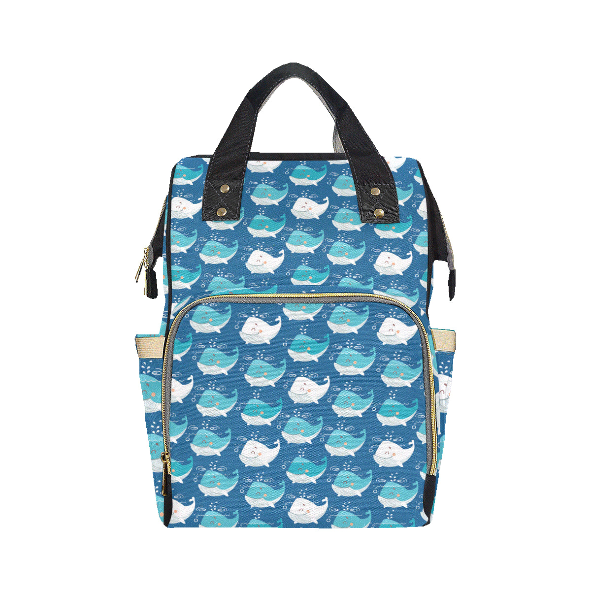 Blue Whale Pattern Print Design 01 Diaper Bag Backpack