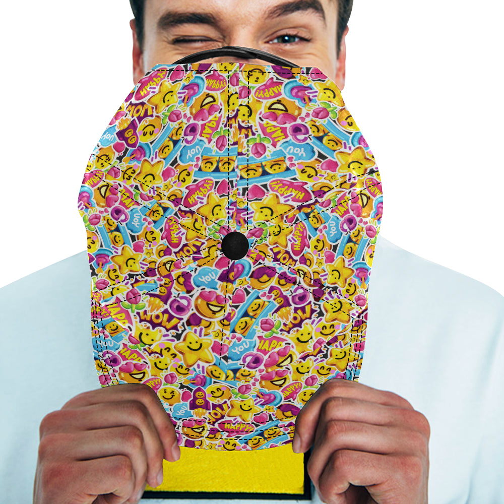 Emoji Sticker Print Pattern Snapback Cap