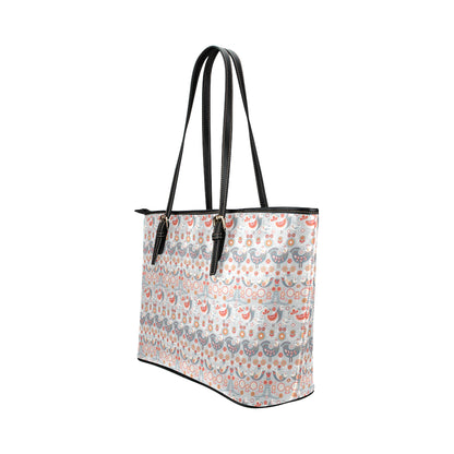 Swedish Nordic Design Print Leather Tote Bag