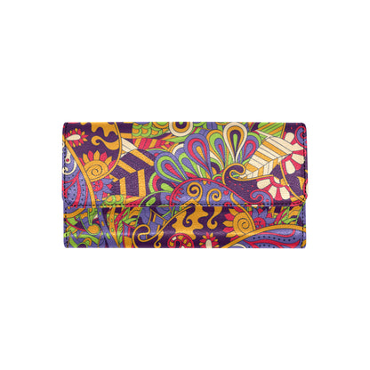 Funky Retro Pattern Print Design A04 Women's Trifold Wallet