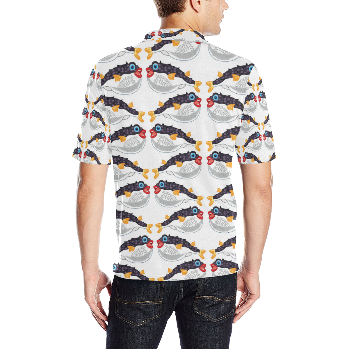 Fugu Pattern Print Design 03 Men Polo Shirt