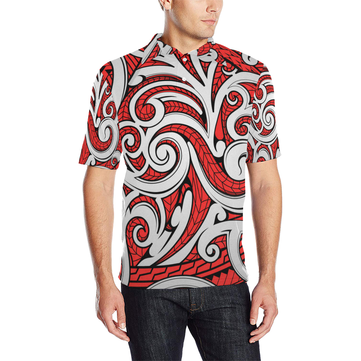 Maori Polynesian Themed Design Print Men Polo Shirt