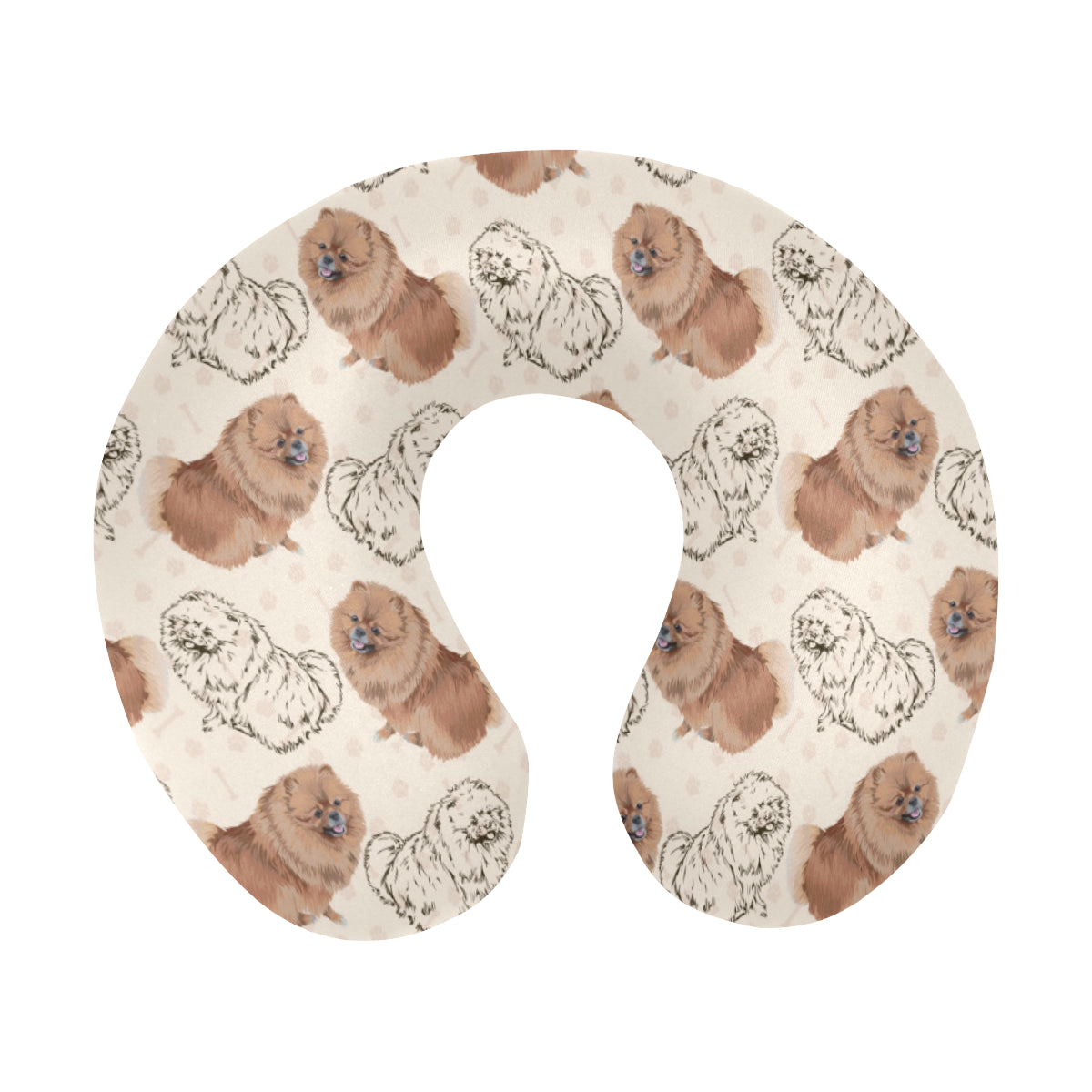 Pomeranians Pattern Print Design A01 U-Shaped Travel Neck Pillow