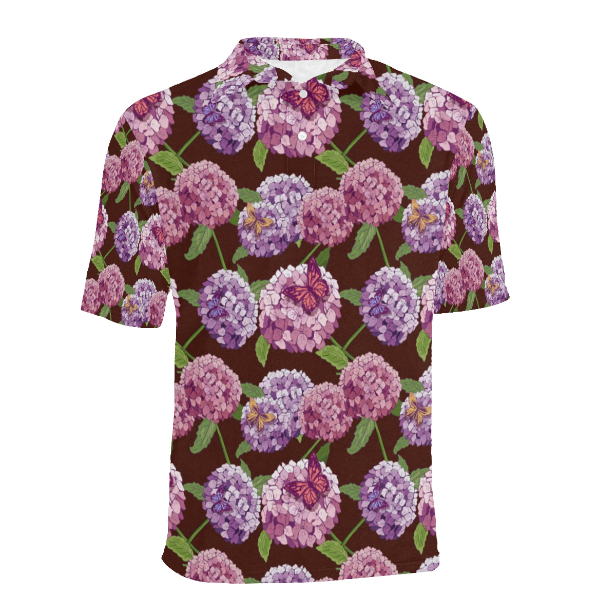 Hydrangea Pattern Print Design HD08 Men Polo Shirt