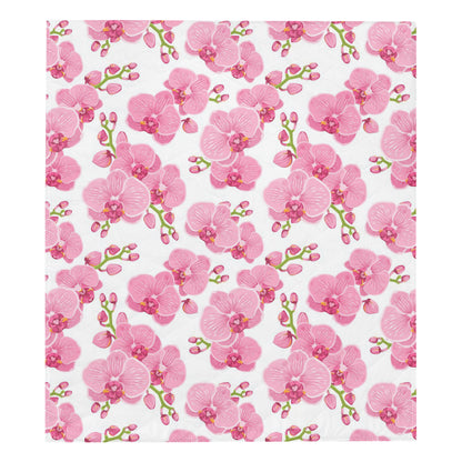 Orchid Pink Pattern Print Design OR07 Premium Quilt