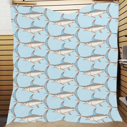 Swordfish Pattern Print Design 01 Premium Quilt