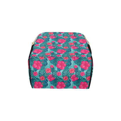 Red Hibiscus Pattern Print Design HB017 Diaper Bag Backpack