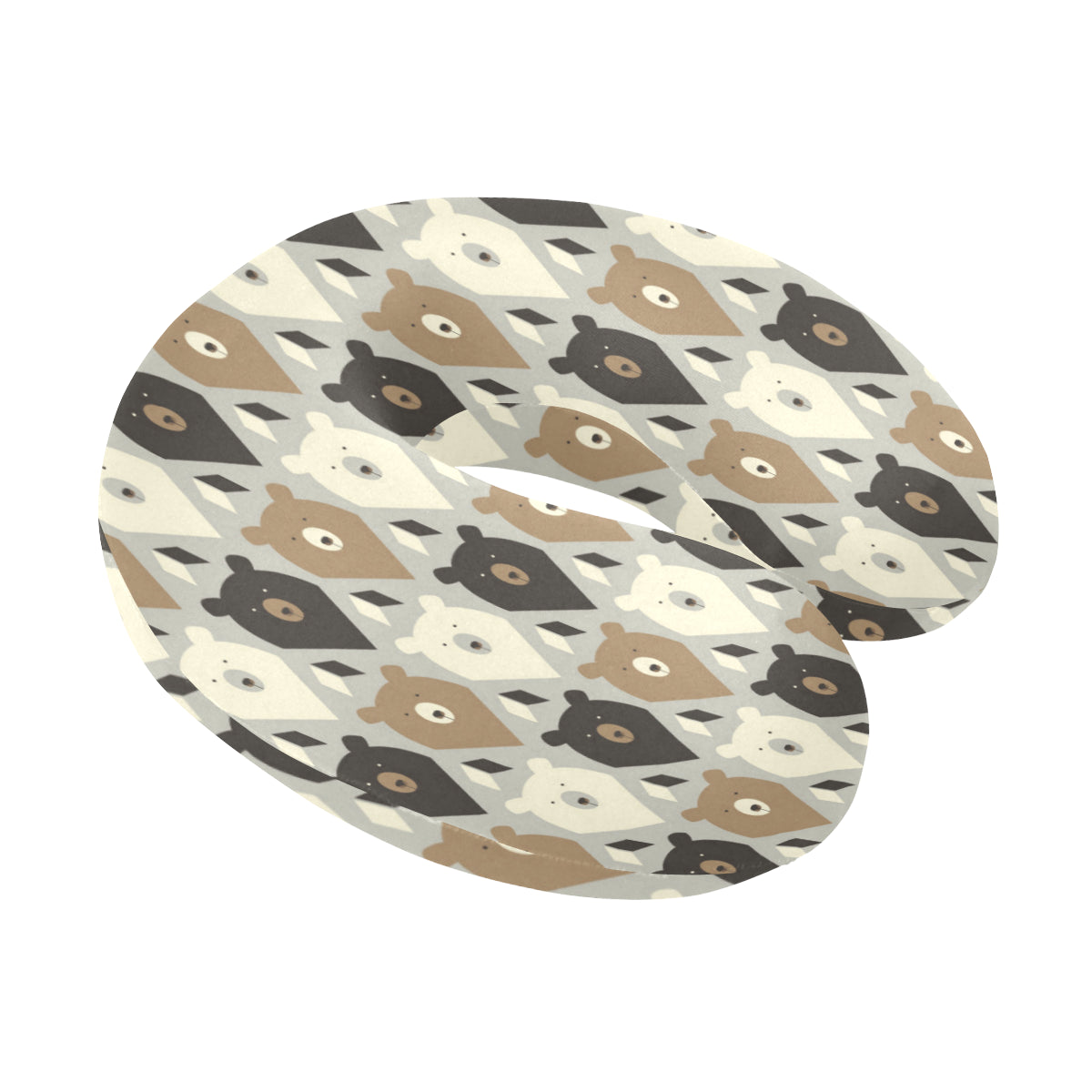 Bear Pattern Print Design 04 U-Shaped Travel Neck Pillow