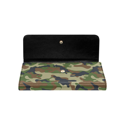 Army Camouflage Pattern Print Design 01 Women's Trifold Wallet