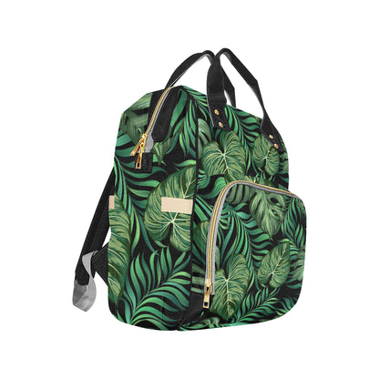 Green Fresh Tropical Palm Leaves Diaper Bag Backpack