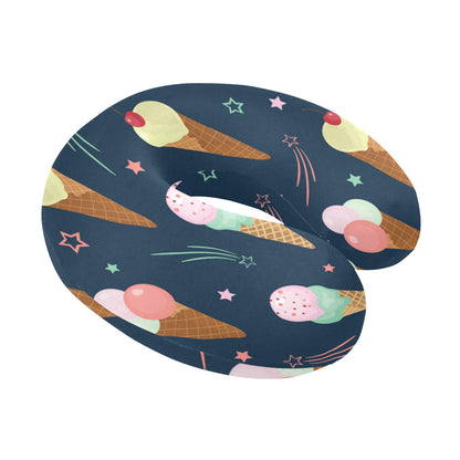 Ice Cream Pattern Print Design 04 U-Shaped Travel Neck Pillow