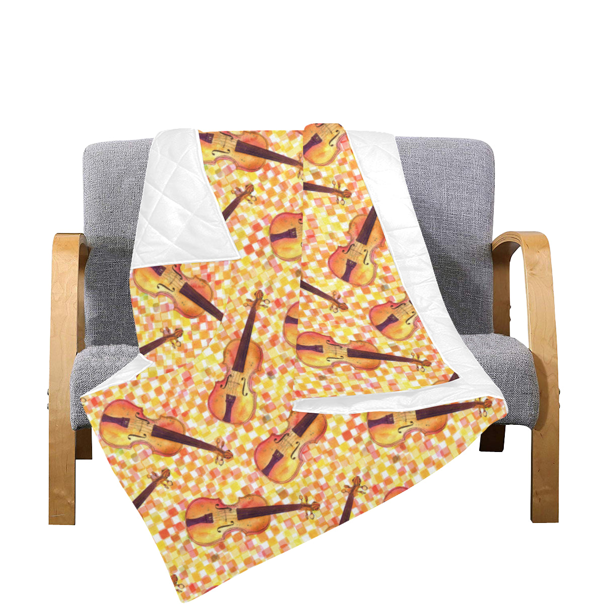 Violin Pattern Print Design 03 Premium Quilt