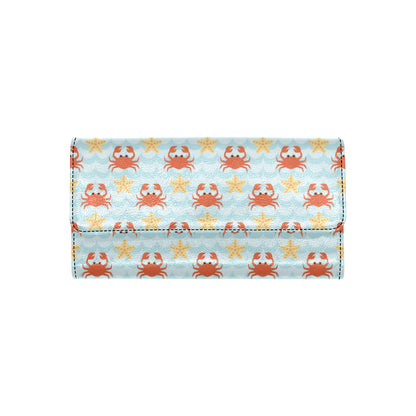 Crab Pattern Print Design 03 Women's Trifold Wallet