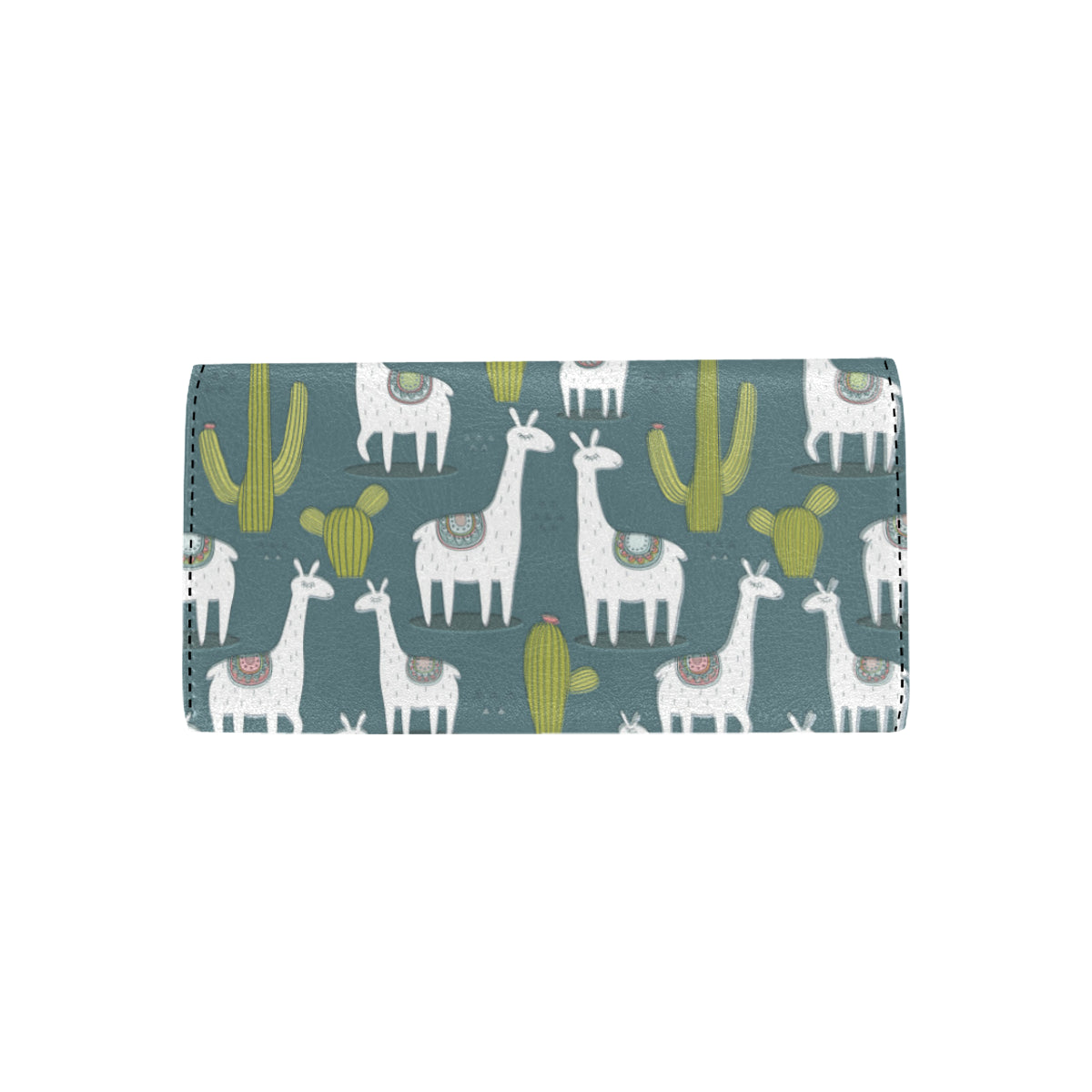 Llama Cactus Pattern Print Design 03 Women's Trifold Wallet