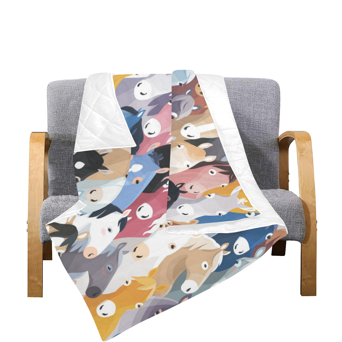 Colorful Horse Pattern Premium Quilt