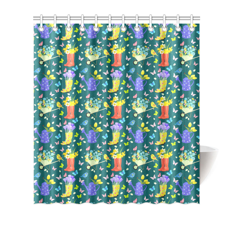 Gardening Pattern Print Design G08 Shower Curtain