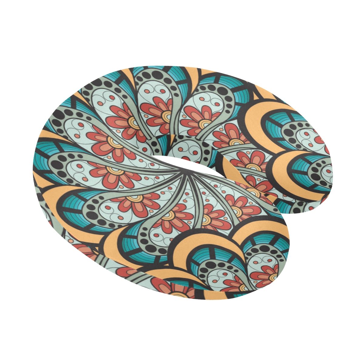 Mandala Pattern Print Design 01 U-Shaped Travel Neck Pillow