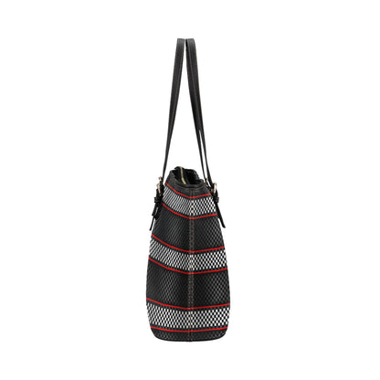 Checkered Flag Red Line Style Leather Tote Bag