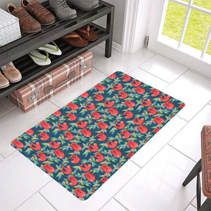 Sloth Red Design Themed Print Rubber Doormat