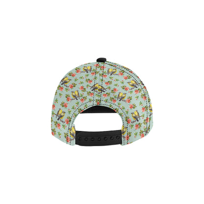 Bird with Red Flower Print Pattern Snapback Cap