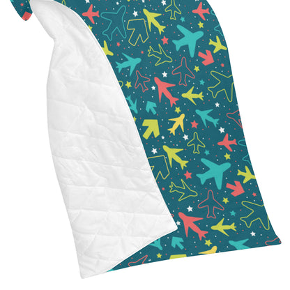 Airplane Pattern Print Design 05 Premium Quilt
