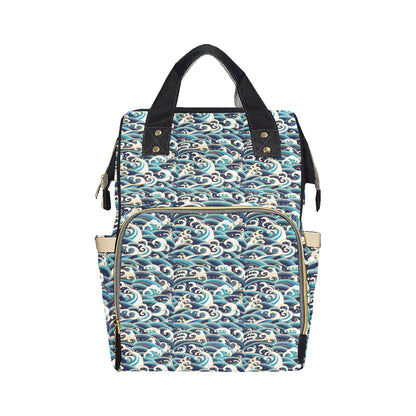 Surf Wave Pattern Diaper Bag Backpack