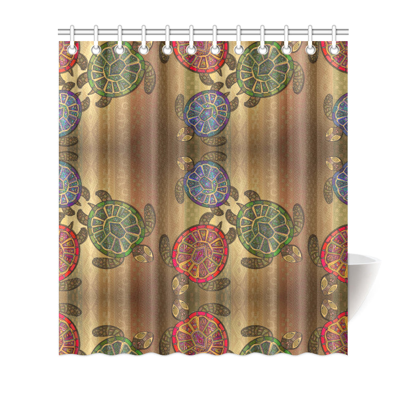 Sea Turtle Tribal Colorful Shower Curtain