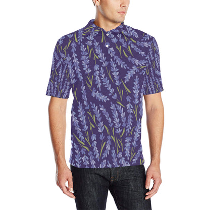 Lavender Pattern Print Design 03 Men Polo Shirt