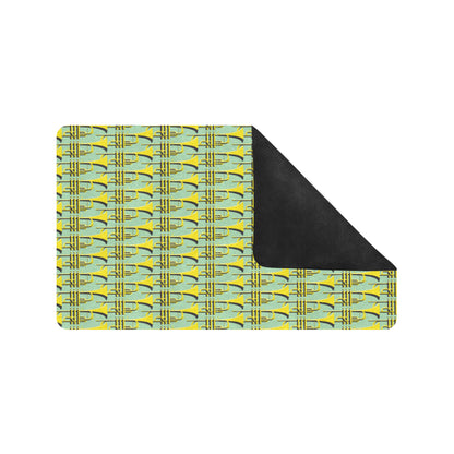 Trumpet Vintage Design Print Rubber Doormat