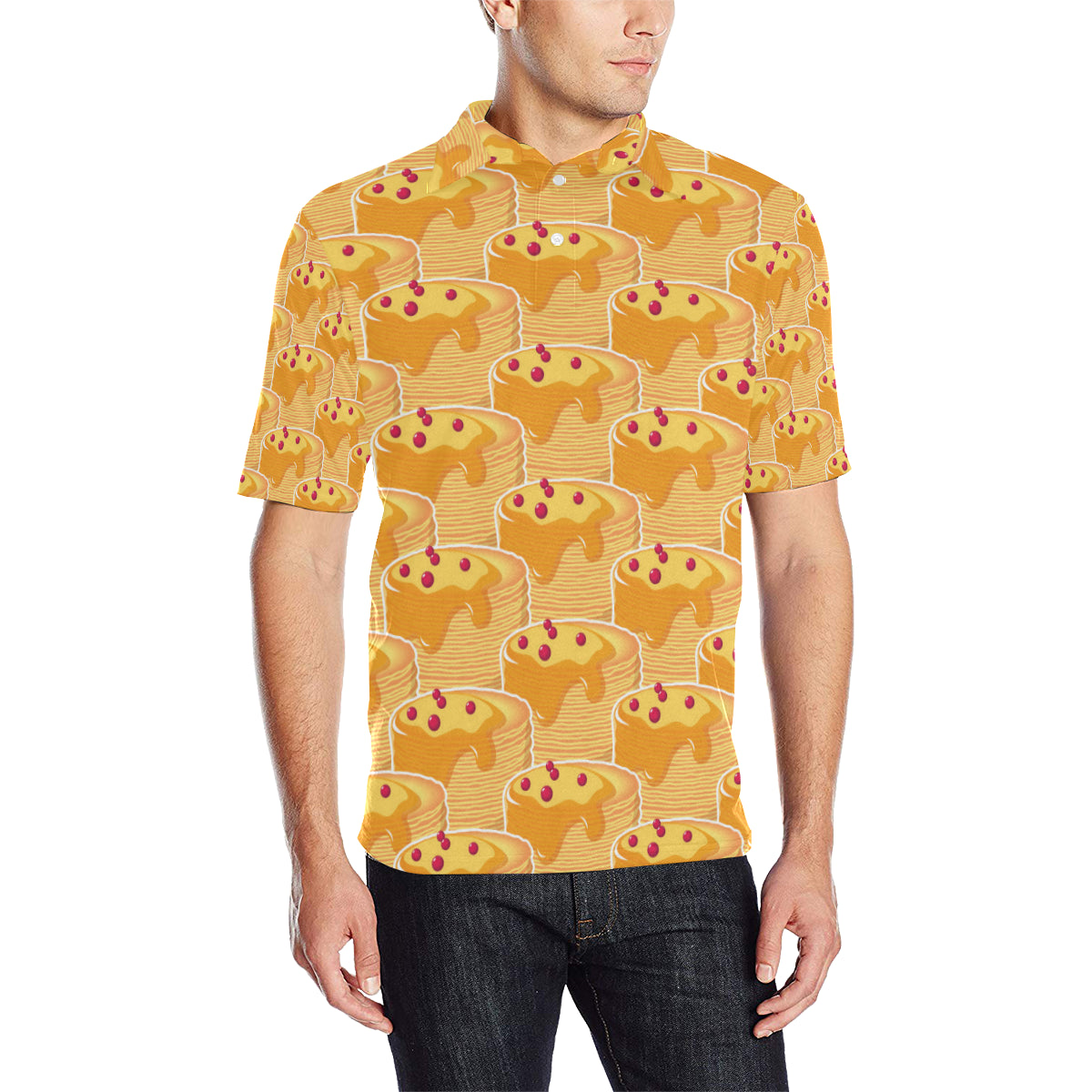 Pancake Pattern Print Design A04 Men Polo Shirt