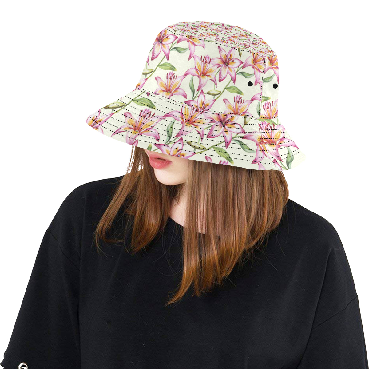 Lily Pattern Print Design LY011 Unisex Bucket Hat