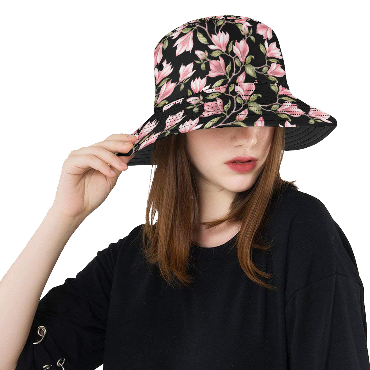 Magnolia Pattern Print Design MAG03 Unisex Bucket Hat